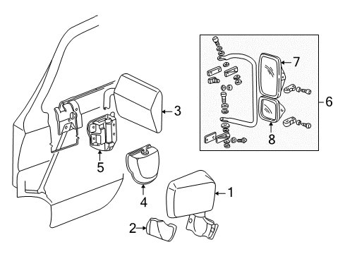 1994 Dodge B250 Mirror Glass Diagram for 4354328