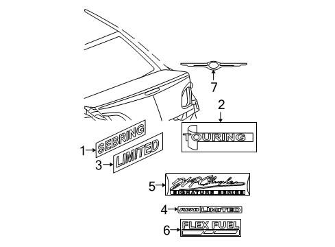 2008 Chrysler Sebring Nameplate, Rear Diagram for 4389773AA