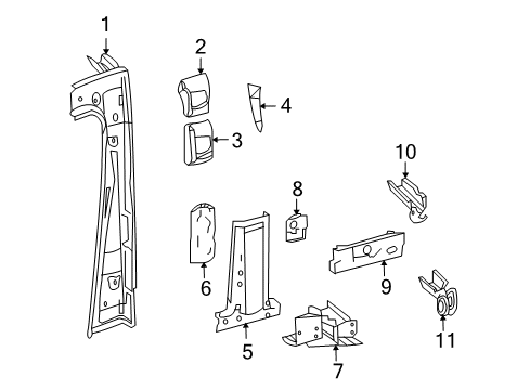 2008 Dodge Sprinter 2500 Center Pillar, Driver Side Diagram for 68008694AA