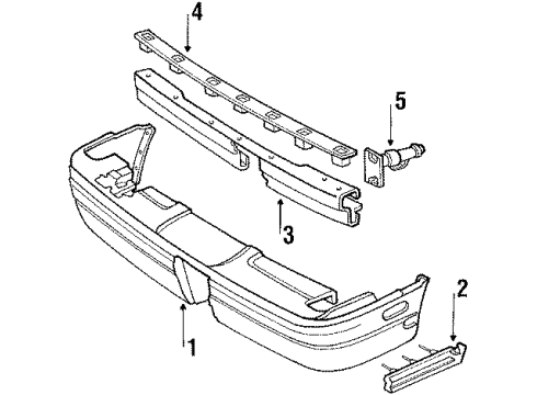 1989 Dodge Daytona Bumper Cover, Rear Diagram for 4451375