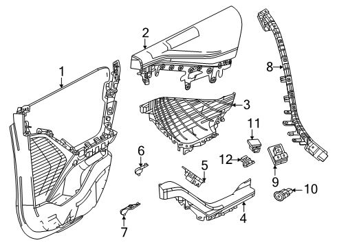2025 Dodge Charger Daytona Armrest - Rear Door Trim Diagram for 7MB321X7AB
