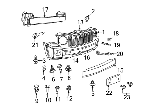 2008 Jeep Patriot Bumper Cover Nut Diagram for 6036169AA