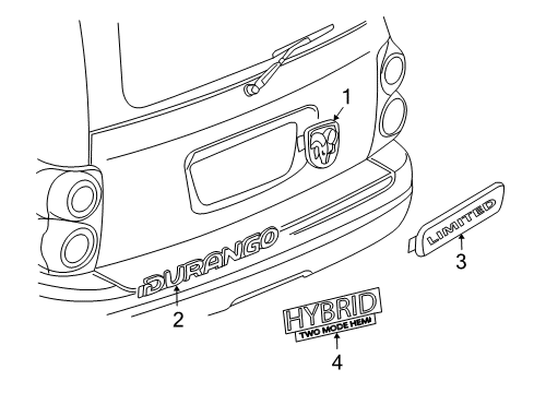 2009 Dodge Durango Nameplate, Rear Diagram for 68041068AB