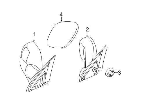 2008 Dodge Ram 1500 Mirror Glass, Black, Front Passenger Side Diagram for 68003585AA