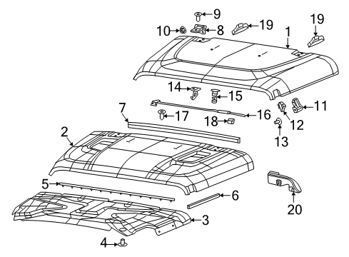 2019 Jeep Wrangler Hood, Front Diagram for 68281973AE