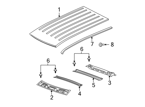 2006 Jeep Grand Cherokee Header Panel, Rear Diagram for 55396055AH
