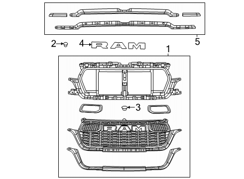 2025 Ram 1500 Grille & Components Diagram 1 - Thumbnail