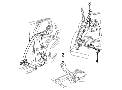 1991 Dodge Shadow Buckle End, Rear Inner Diagram for EM82KD5