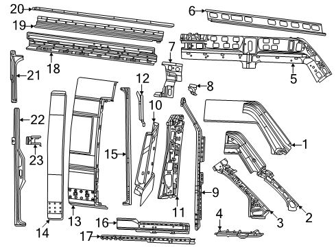 2024 Ram ProMaster EV Panel B Pillar Inner Diagram for 68184190AC