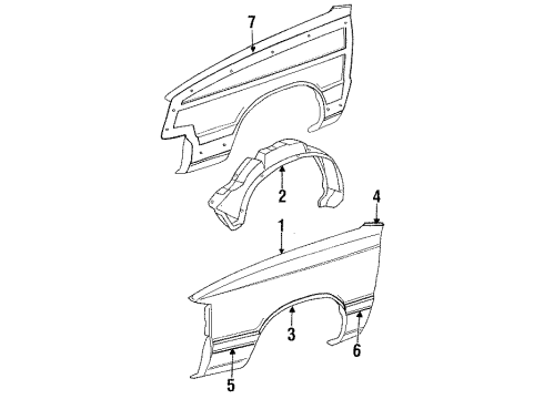 1984 Chrysler LeBaron Exterior Trim - Fender Diagram