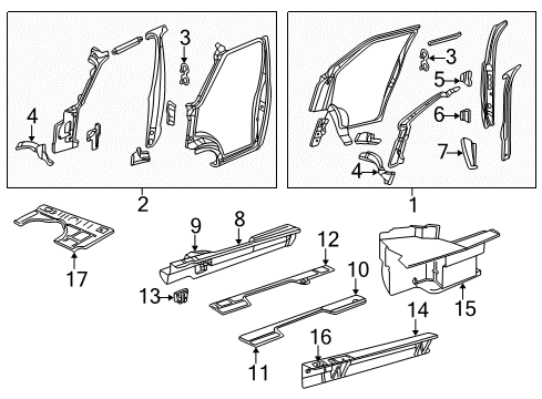 2001 Dodge Ram 1500 Van Inner Sill Bracket Diagram for 55346903AB
