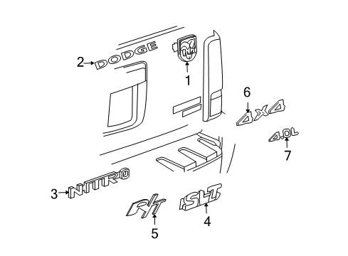 2009 Dodge Nitro Medallion, Rear Diagram for 4805899AD