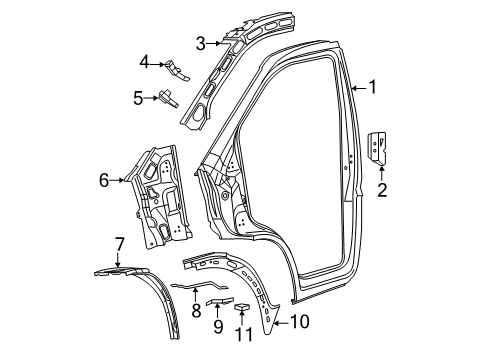 2025 Ram ProMaster EV Aperture Panel, Hinge Pillar Diagram 1 - Thumbnail