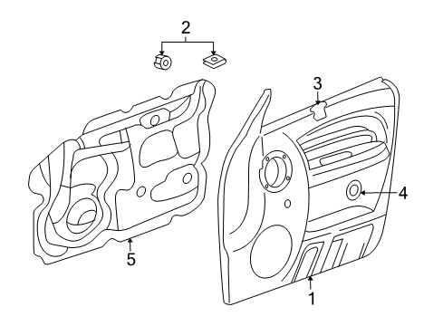2007 Jeep Liberty Door Trim Panel, Slate Gray, Front Inner Driver Side Diagram for 1AE111DBAC