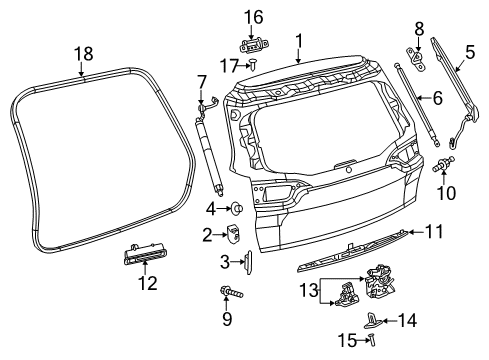 2015 Jeep Cherokee Lock Actuator, Rear Diagram for 4589656AF