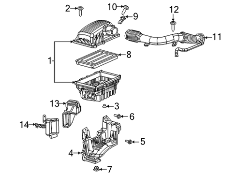 2020 Ram 1500 Intake Duct, Front Diagram for 68291051AA