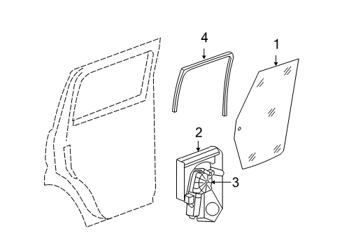 2007 Dodge Nitro Moveable Glass, Rear Passenger Side Diagram for 55369150AB