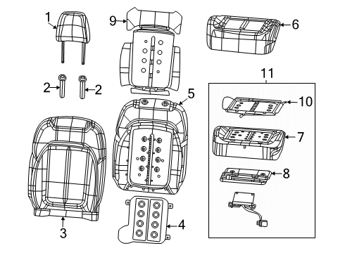 2024 Jeep Grand Wagoneer Passenger Seat Components Diagram 1 - Thumbnail
