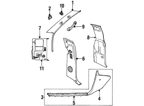 2000 Dodge Ram 1500 Rear Pillar, Driver Side Diagram for 5ES67LAZAB