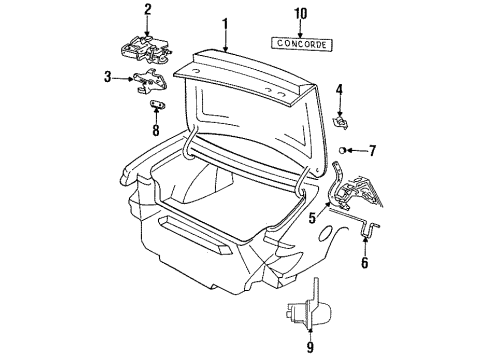 1993 Chrysler Concorde Trunk Lid Diagram for 4756602