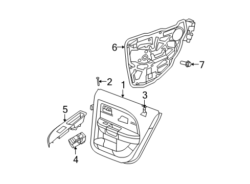 2007 Chrysler Sebring Door Trim Panel, Slate Gray, Rear Inner Passenger Side Diagram for 1GH761DBAA