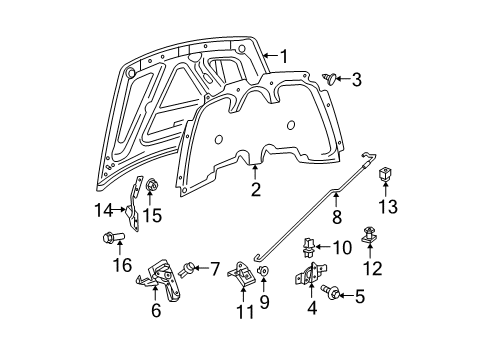2006 Dodge Durango Hinge, Front Passenger Side Diagram for 55362502AB