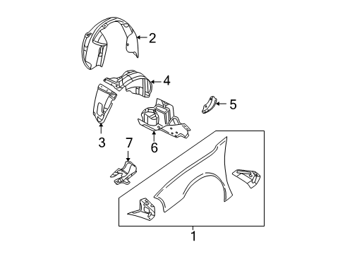 2001 Chrysler Sebring Fender Liner Diagram for 4878647AD