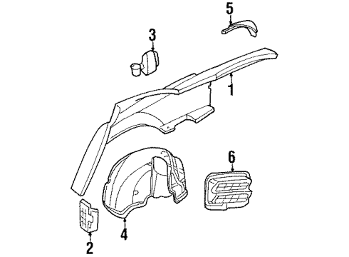 1999 Chrysler LHS Quarter Panel, Rear Driver Side Diagram for 4575439AH