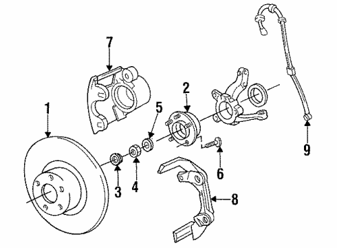 1994 Dodge Grand Caravan ABS Sensor, Passenger Side Diagram for 4683057