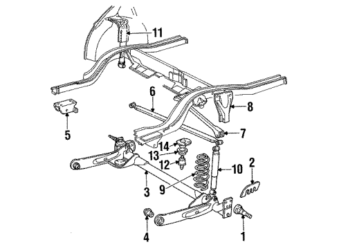 1990 Chrysler TC Maserati Rear Suspension Components Diagram 2 - Thumbnail