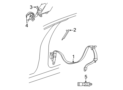 2001 Chrysler Concorde Lap Belt, Sandstone, Front Center Diagram for JX771T5AD