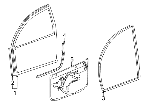 2001 Dodge Intrepid Weatherstrip On Body, Sandstone, Front Diagram for TE72XT5AH