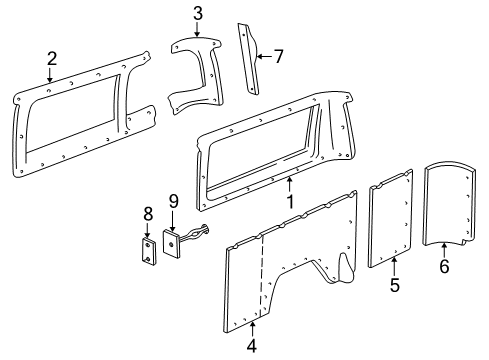 2000 Dodge Ram 2500 Van Lock Pillar Trim, Upper Passenger Side Diagram for 5FV58RC3AE