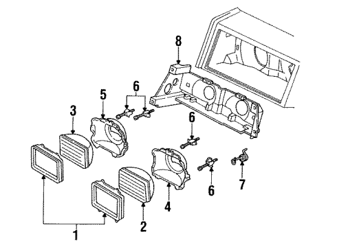 1993 Chrysler Imperial Sealed Beam Mount Ring Diagram for 4451343