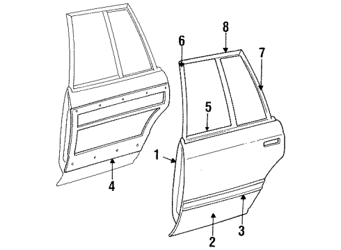 1984 Chrysler LeBaron Door & Components Diagram