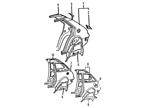 1984 Dodge Colt Quarter Panel & Components Diagram