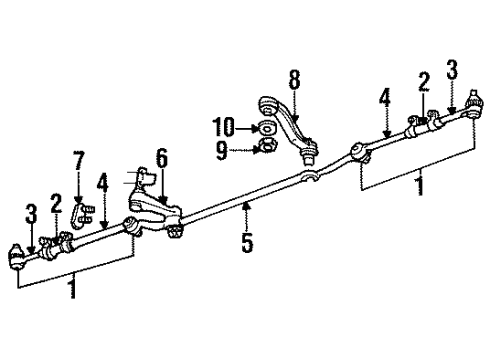 2000 Dodge Ram 1500 Inner Tie Rod Diagram for 52039498AA