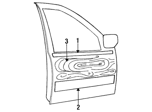 1993 Jeep Grand Cherokee Exterior Trim - Front Door Diagram 3 - Thumbnail