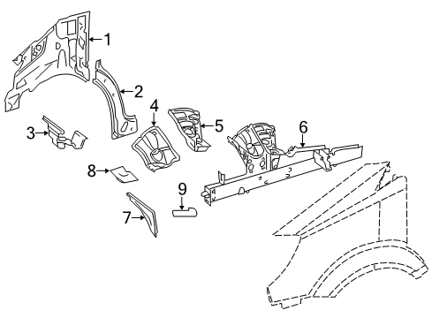 2009 Dodge Sprinter 3500 Inner Fender, Front Driver Side Diagram for 68033712AB