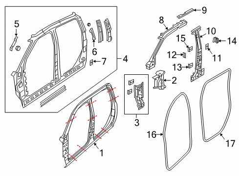 2023 Ram 2500 Inner Aperture Panel Diagram for 68066892AG