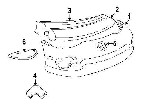 1996 Dodge Viper Bumper Cover, Front Diagram for 5014539AA