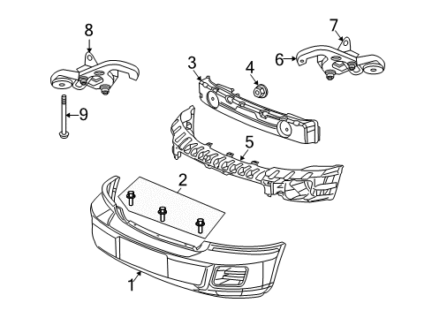 2008 Dodge Dakota Absorber, Front Diagram for 55112228AG