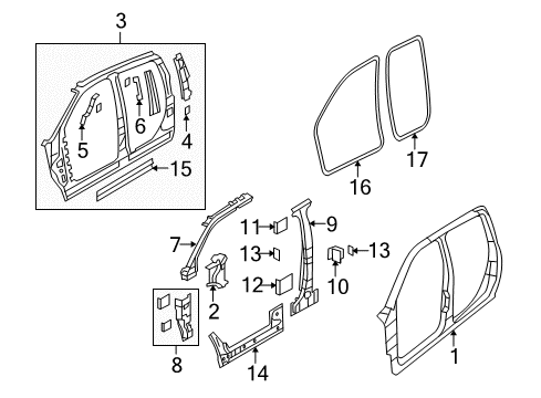 2011 Ram 2500 Panel - Bodyside Aperture Outer Co Diagram for 68144989AE