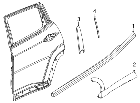 2024 Dodge Hornet Exterior Trim - Rear Door Diagram
