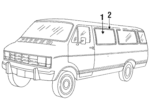 1992 Dodge B250 Glass - Side Panel Diagram 7 - Thumbnail