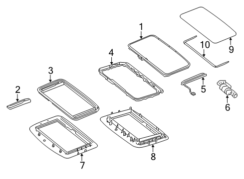2007 Dodge Sprinter 3500 Sunroof Glass Diagram for 68018812AA