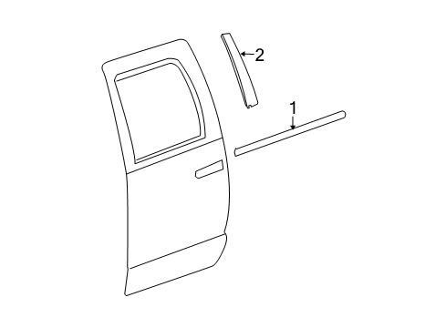 2010 Dodge Ram 1500 Exterior Trim - Rear Door Diagram 2 - Thumbnail