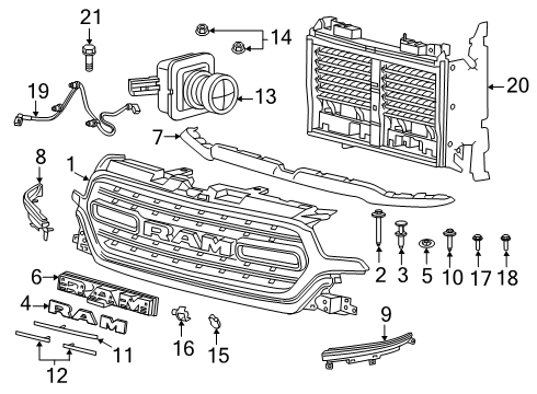 2020 Ram 1500 Grille Nut Diagram for 6510521AA