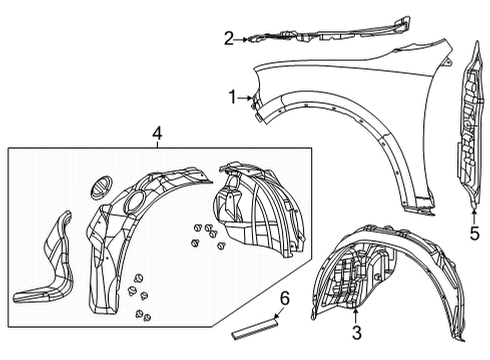 2019 Dodge Durango Fender, Front Diagram for 55369735AD