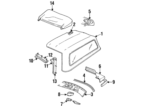 1990 Dodge Dakota Frame & Components - Convertible Top Diagram